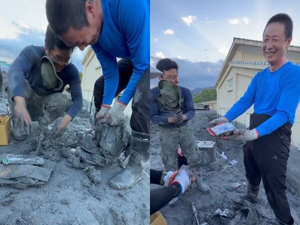 ▲▼花蓮受災屋主緊盯怪手 泥堆中挖出「女兒的愛」弄哭網友。(圖/翻攝threads_@yuuttin)