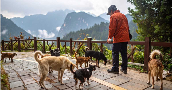 不少寵物常因飼主冷落或無力飼養而淪為「浪浪」,仰仗善心人士餵食續命,卻容易因環境與安全問題造成社區居民不快。(示意圖/人工智慧AI生成)