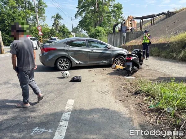 ▲台南麻豆區地藏庵過斜坡附近道路4日發生死亡交通事故,26歲吳姓騎士送醫後不治,肇事夫妻供詞前後不一,丈夫自首為當日駕車撞人,警方將夫妻2人送辦。(圖/記者林東良翻攝,下同)