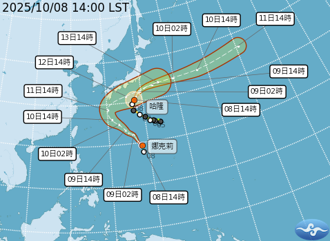 ▲▼輕度颱風娜克莉。(圖/氣象署提供)