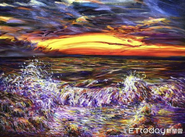 ▲▼ 嘉義國際知名畫家陳明順關心花蓮光復鄉馬太鞍溪堰塞湖災情,連日來以「我的愛,花蓮日出」完成作品,將捐出公益義賣初定價新台幣300萬元,並將所得全數捐贈給花蓮光復災區幫助災區重建,展現了藝術與公益結合的力量,他用畫筆描繪美麗,也用行動傳遞溫暖與希望,期冀激勵社會大眾關注並投入公益。 。(圖/記者翁伊森翻攝)