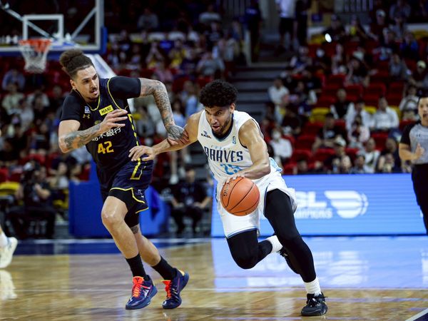 ▲勇士東超開幕戰,古德溫、莫巴耶、吳永仁、李洋、柏萊特、陳又瑋。(圖/勇士提供)