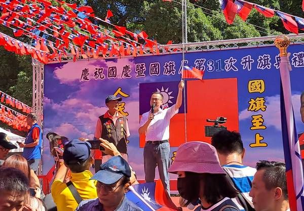 ▲桃園國旗屋升旗,國民黨參選主席4選將拚場