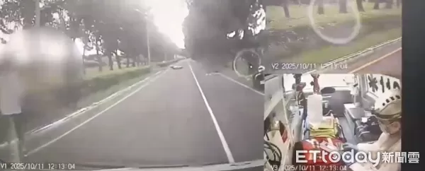 ▲屏科大校內學府路機車自摔事故。(圖/民眾提供)