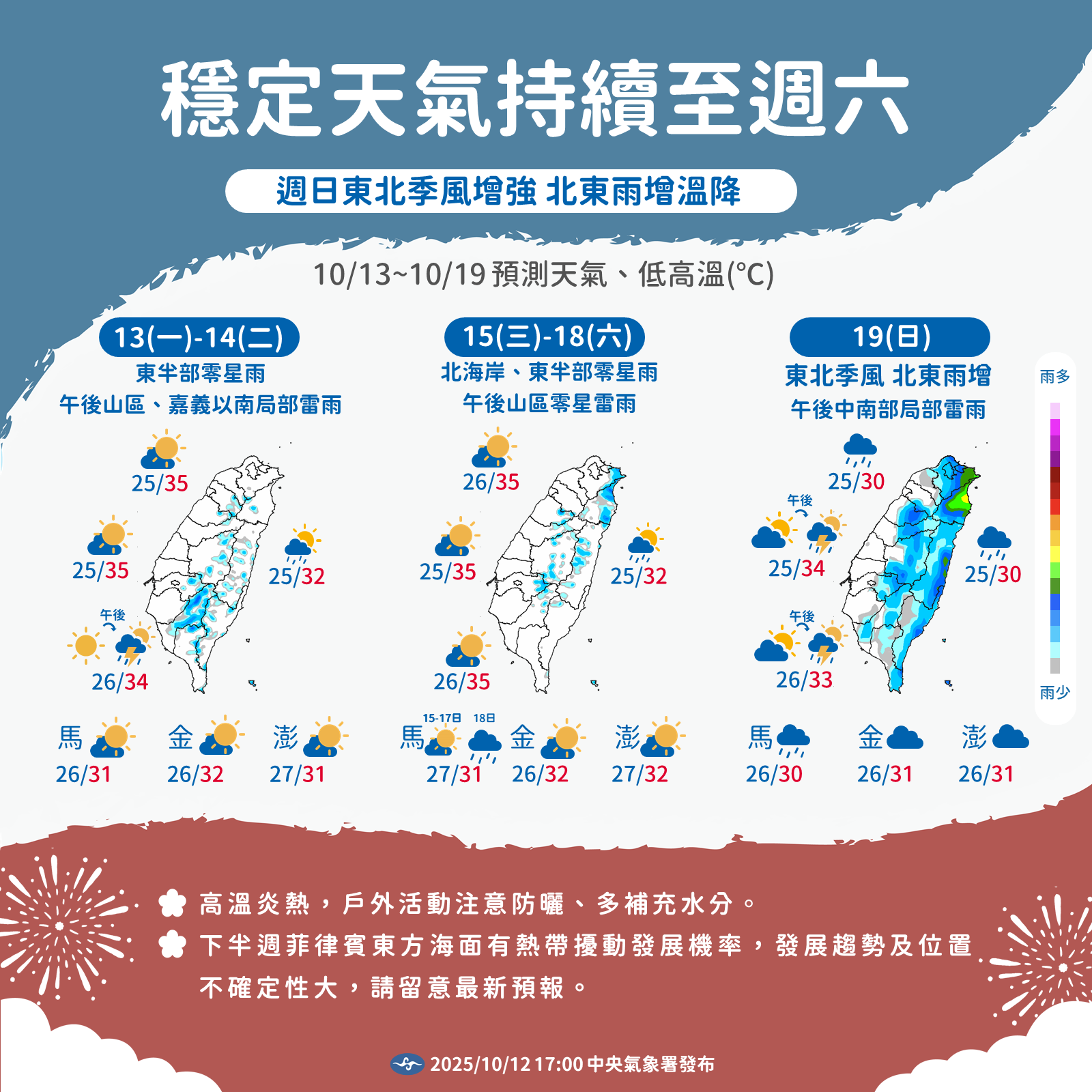 ▲▼未來一周天氣。(圖/氣象署提供)