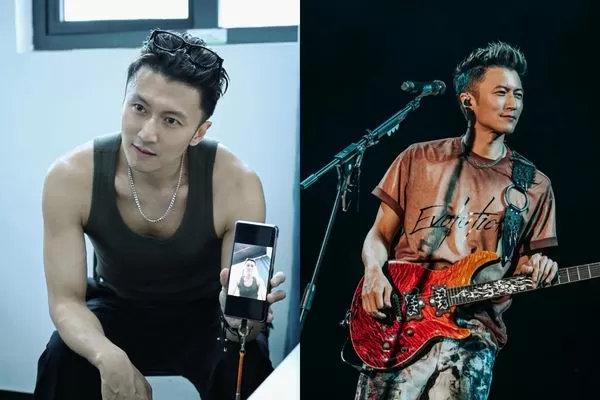 ▲▼謝霆鋒重慶開唱「遭雷射光燒焦頭髮」閃避畫面曝光。(圖/翻攝自微博/鋒味)