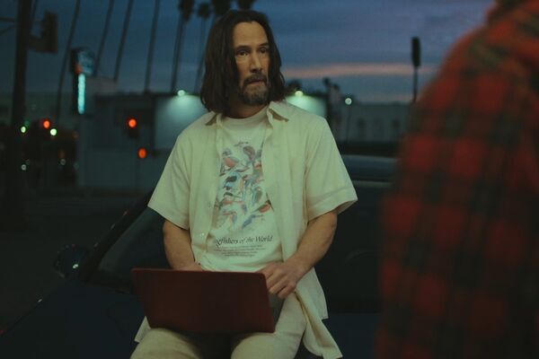 ▲《捍衛天使》基努李維、賽斯羅根、阿茲安薩里、吳珊卓。(圖/車庫提供)