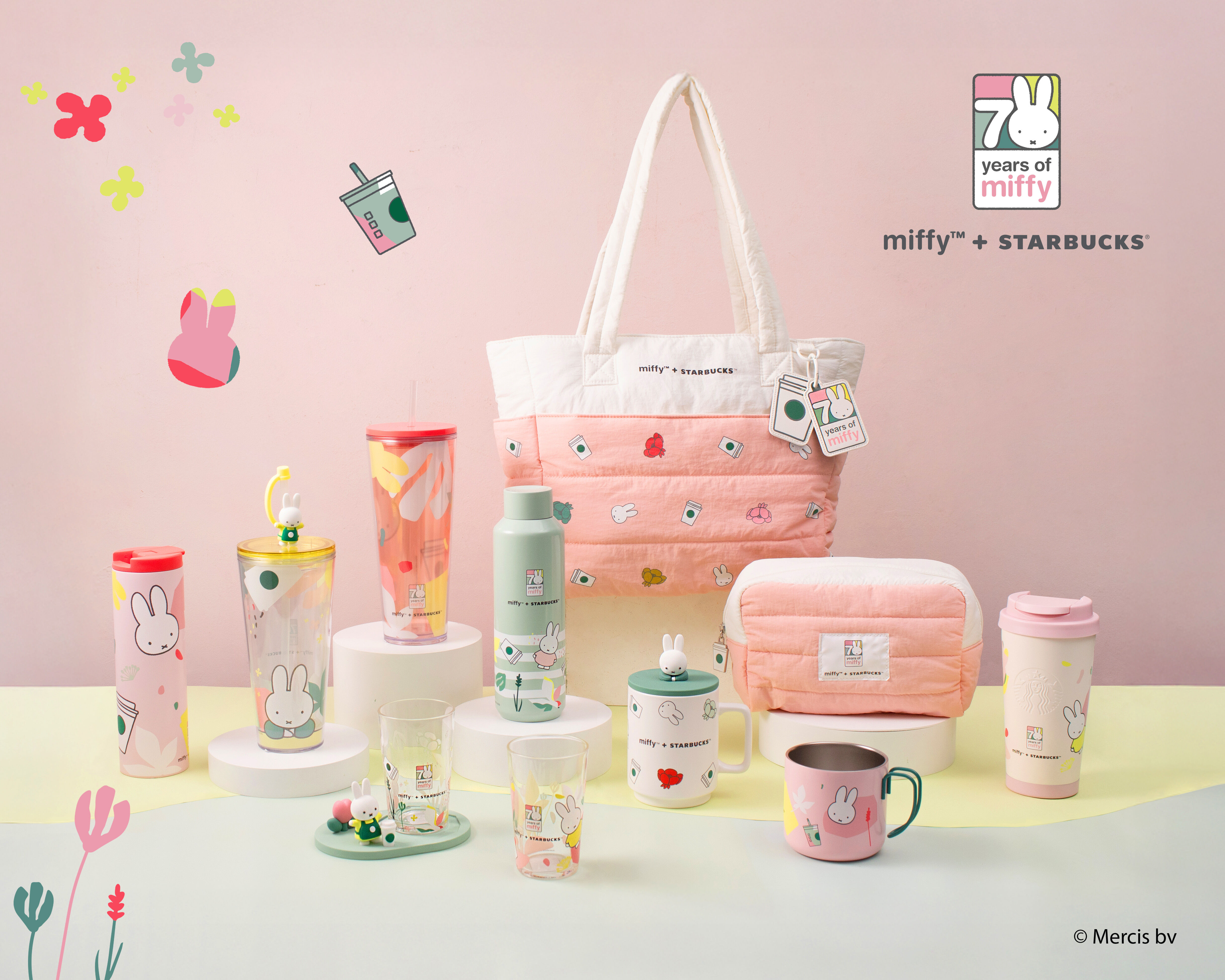 ▲因應miffy 50周年,星巴克推出與miffy的聯名系列。(圖/品牌提供)