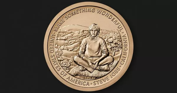美國鑄幣局宣布,蘋果共同創辦人賈伯斯將成為2026年美國創新系列1美元金幣的圖案人物。(圖/翻攝自美國鑄幣局官網)