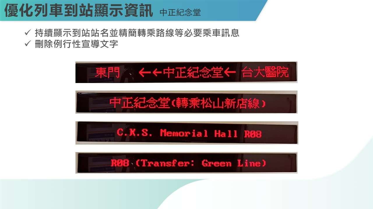 ▲▼到站抬頭就看到站名! 臺北捷運列車到站顯示資訊全面優化 10月底前完成全線更新。(圖/台北捷運)