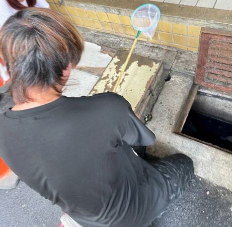 ▲新北水溝深處傳微弱貓鳴。(圖/新北市動保處提供)