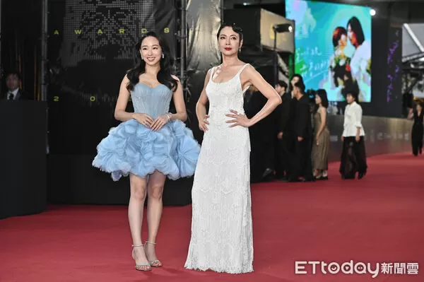 ▲第60屆戲劇類金鐘獎星光大道,杜蕾、柯淑勤。(圖/ 記者李毓康攝)