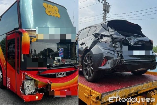 ▲▼彰化縣秀水鄉路段國道1號南向202.2公里今(19日)發生車禍。(圖/記者唐詠絮翻攝)