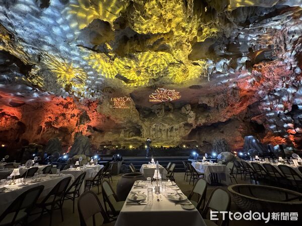 ▲北越下龍灣的「龍騰碧珠洞」,融合洞穴實景匯演與頂級美饌,為全越南首創,今年6月正式亮相,下龍灣旅遊。(圖/記者彭懷玉攝)