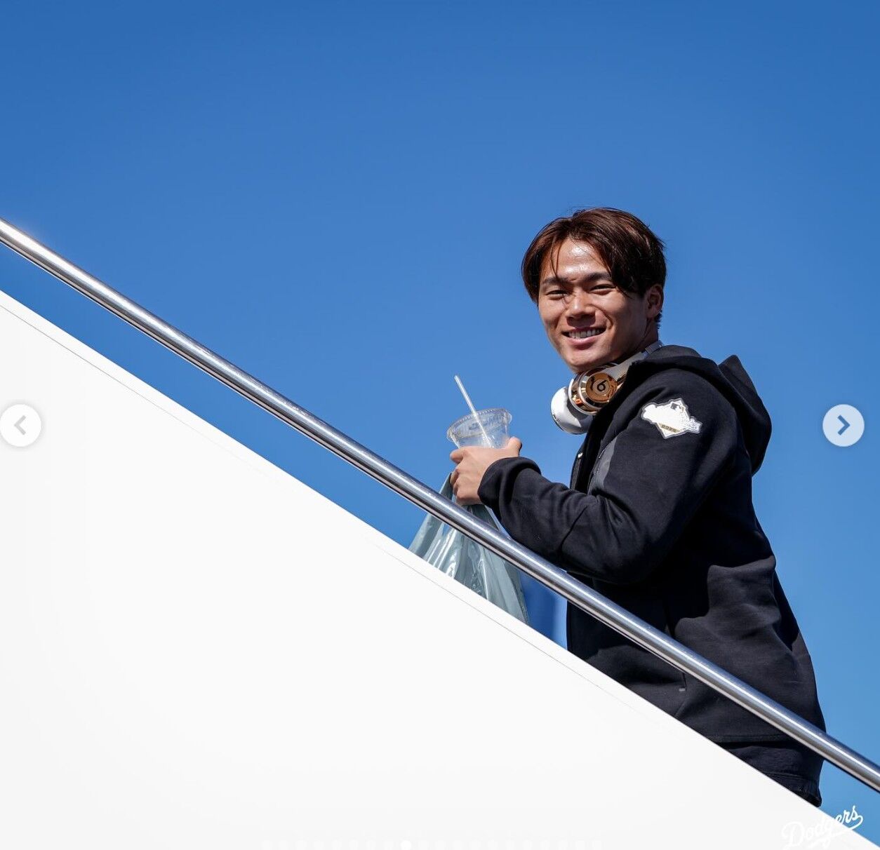 ▲▼洛杉磯道奇啟程飛往多倫多備戰世界大賽,山本由伸、佐佐木朗希。(圖/翻攝自IG/dodgers)