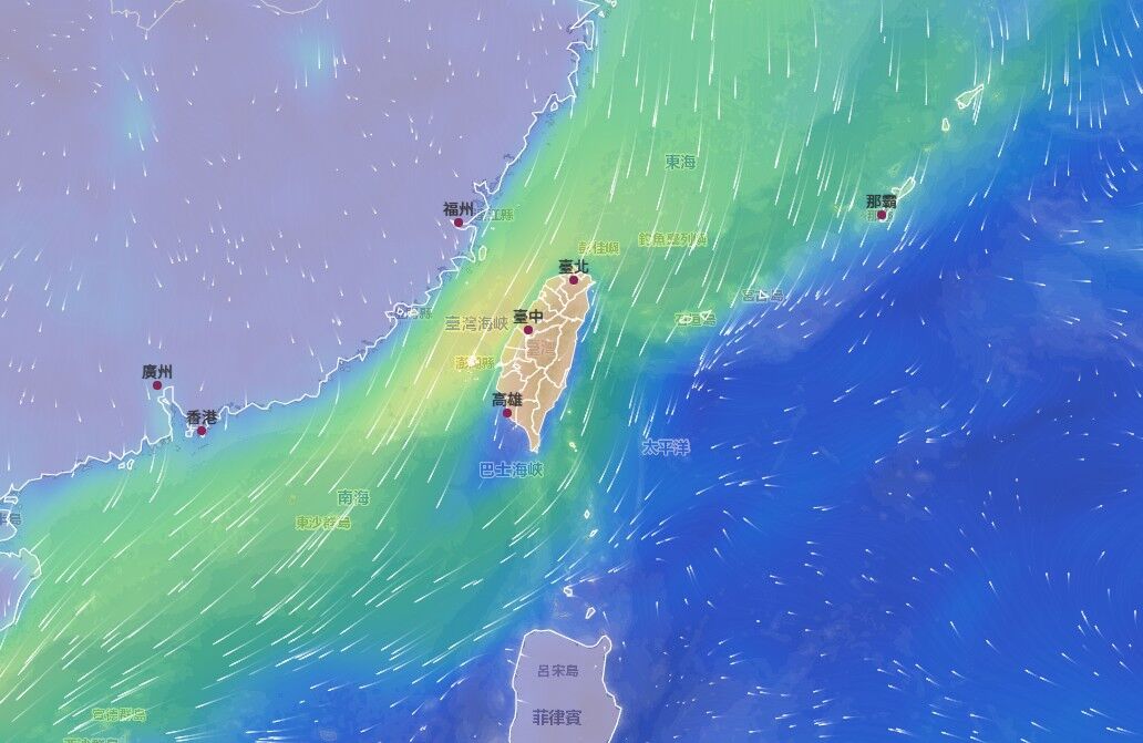 ▲▼風場圖。(圖/氣象署)