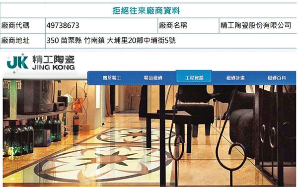 桃捷工程局違規使用遭政府列「拒絕往來廠商」的精工陶瓷公司地磚產品。