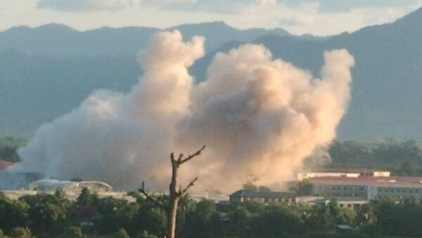 ▲▼又炸KK園區!緬軍連4天「爆破詐騙集團」 碎片噴到泰國境內。(圖/翻攝thaipbs.or.th)