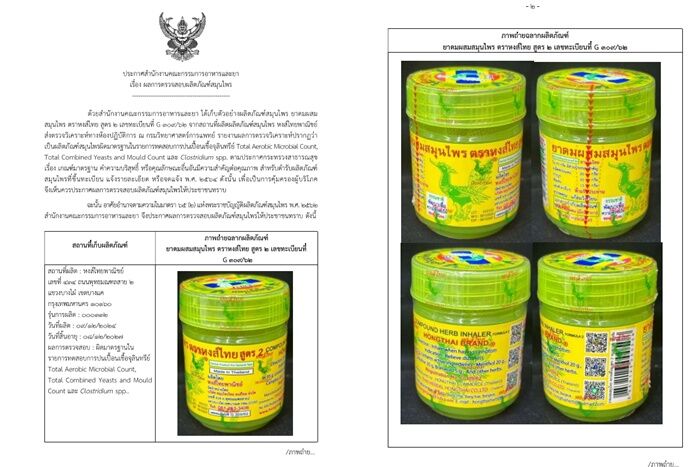 ▲▼泰國Hong Thai天鵝牌草藥鼻通。(圖/Thailand’s Food and Drug Administration)