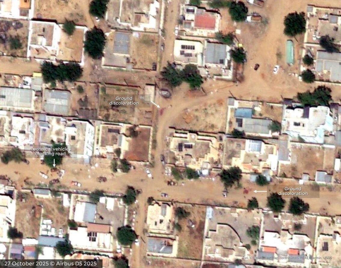 ▲▼2天處決2000人!衛星圖驚見「大地染紅」 蘇丹內戰爆種族清洗。(圖/翻攝X@HRL_YaleSPH)