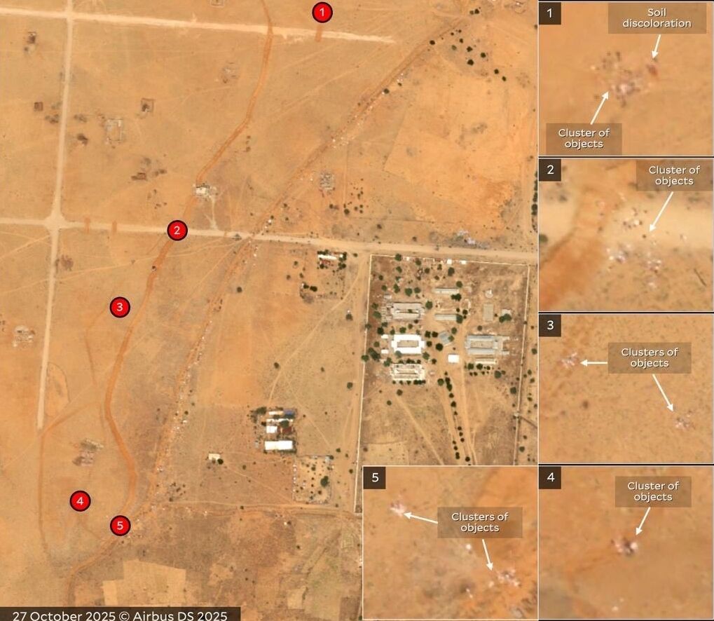 ▲▼2天處決2000人!衛星圖驚見「大地染紅」 蘇丹內戰爆種族清洗。(圖/翻攝X@HRL_YaleSPH)