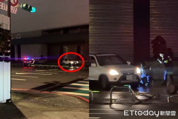 ▲基隆休旅車拒檢逃逸,警方逮人現場曝光。(圖/記者郭世賢翻攝,下同)