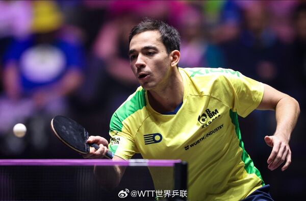 ▲世排第三的巴西選手雨果也爆冷門出局。(圖/WTT)