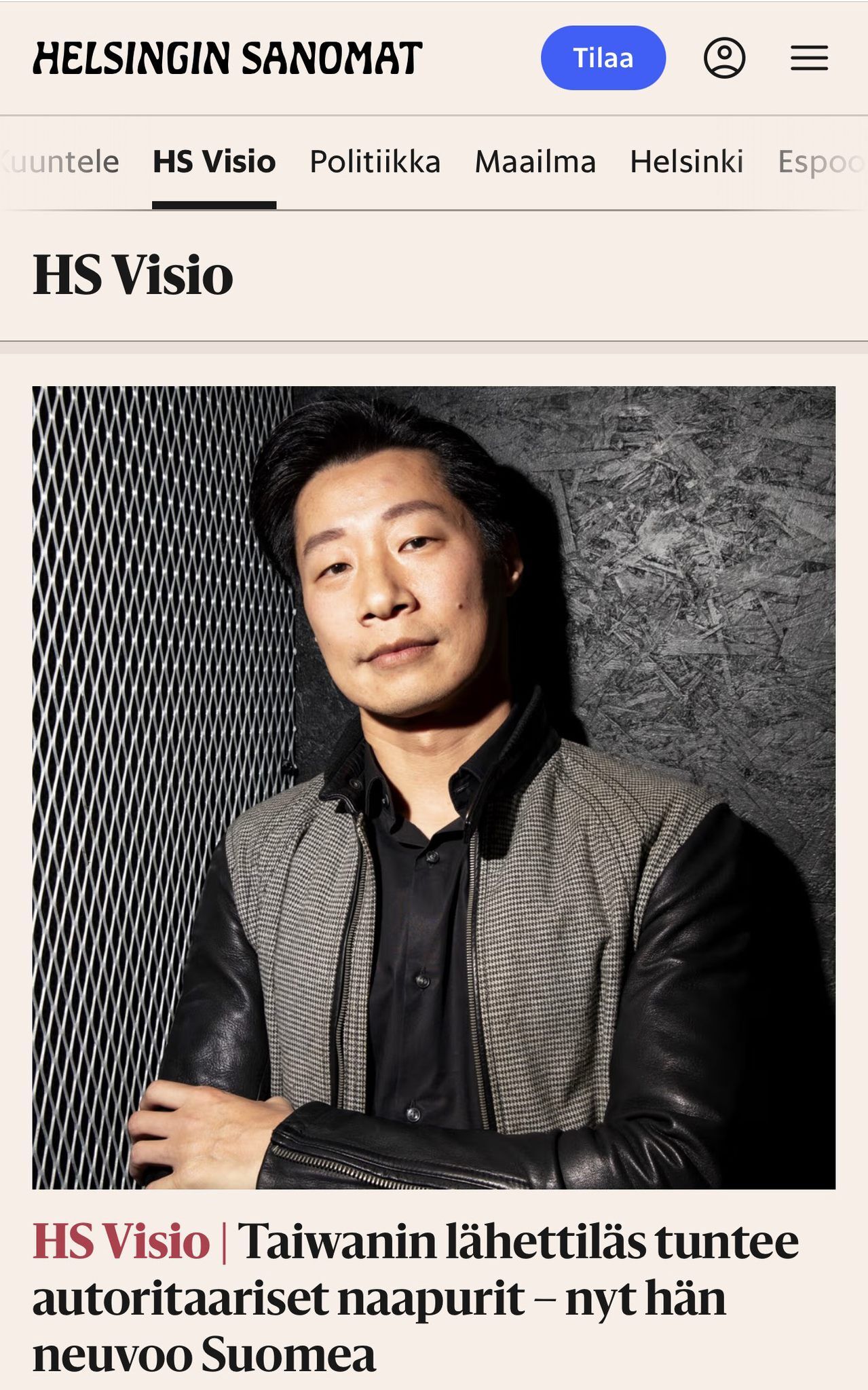 ▲▼駐芬蘭代表林昶佐近日登上芬蘭擁有最高發行量、閱讀量的最大報社赫爾辛基日報。(圖/林昶佐臉書)