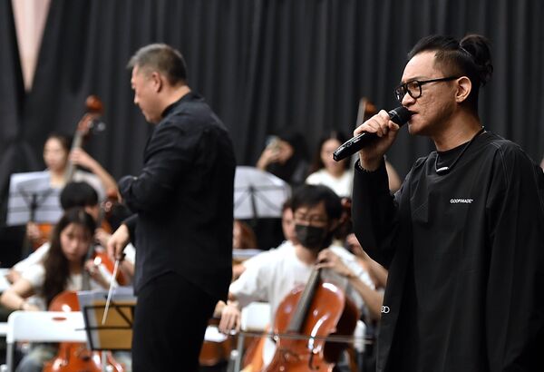 ▲Fubon Angels突襲日月潭花火音樂會彩排。(圖/富邦悍將提供)