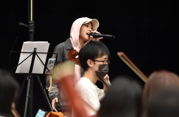 ▲Fubon Angels突襲日月潭花火音樂會彩排。(圖/富邦悍將提供)