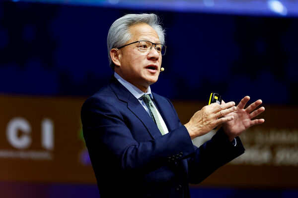 ▲▼輝達執行長黃仁勳31日下午在慶州APEC企業高峰會演說。(圖/路透)
