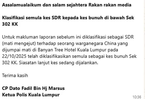 ▲▼吉隆坡總警長拿督法迪爾通知媒體,援引刑事法典302條(謀殺),謝侑芯案變謀殺案進一步調查。(圖/馬來西亞中國報)