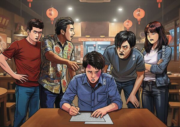 謝弟逼呂男簽下性侵女友的自白書及本票,呂男因而懷恨在心,導致謝女遭綁殺害。(示意畫面,AI繪圖Firefly生成,本刊美術組後製)