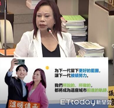 ▲曾培雅總質詢大讚黃偉哲財政成績,指出市府還債近160億元、取得價值400億砲校土地。(記者林東良翻攝)