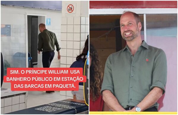 威廉王子走入里約熱內盧的公廁,被當地網友讚樸實。(翻攝TikTok/X@KensingtonRoyal)