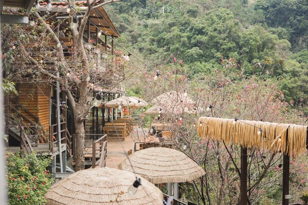 ▲▼被山巒圍繞的河谷景觀咖啡廳「森鄰水岸景觀咖啡館」,享受著南洋氣息的旅行。(圖/部落客黑皮提供)