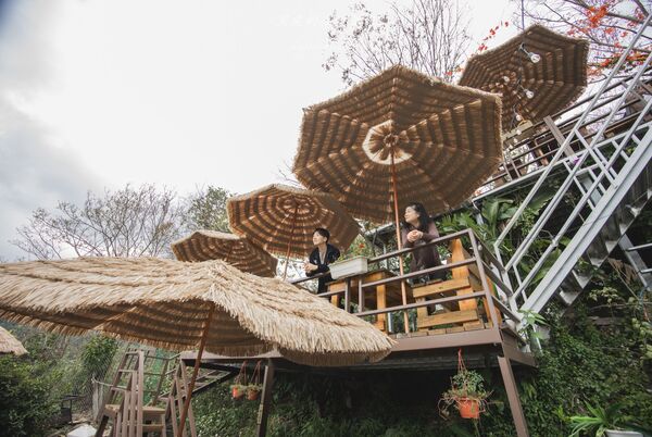 ▲▼被山巒圍繞的河谷景觀咖啡廳「森鄰水岸景觀咖啡館」,享受著南洋氣息的旅行。(圖/部落客黑皮提供)