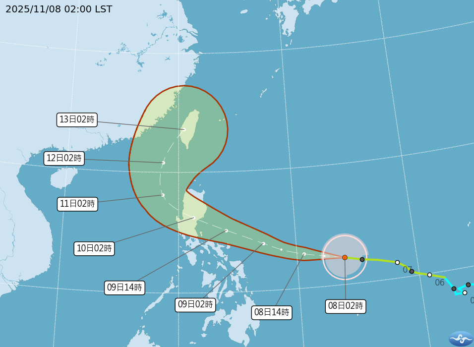 ▲▼1108鳳凰颱風潛勢路徑圖。(圖/中央氣象署)