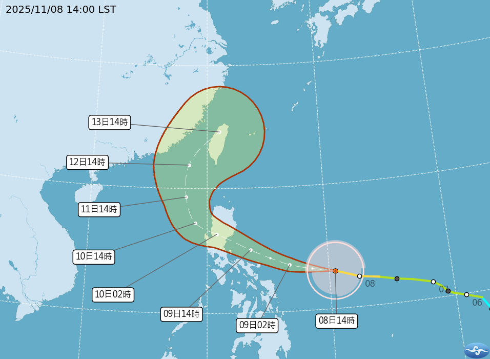 ▲▼鳳凰颱風下午2時最新資料。(圖/氣象署提供)
