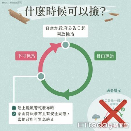 ▲屏東縣政府發布之「漂流木自由撿拾公告」自即日起自動失效。(圖/林業及自然保育署屏東分署提供)