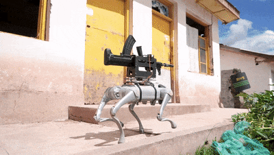 ▲機器狗與武警部隊成員協同攻堅。(圖/翻攝央視)