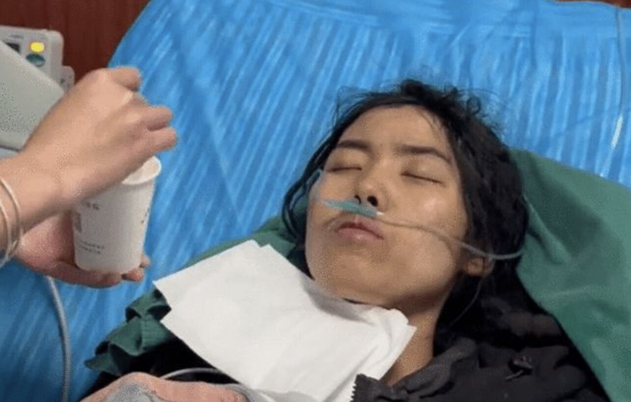 ▲陸荒野求生賽僅存的女選手「冷美人」退賽。(圖/翻攝瀟湘晨報)