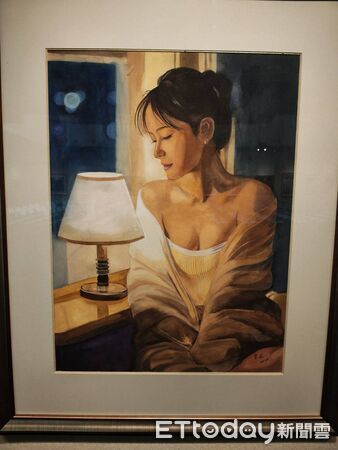 ▲郭宗正在台南市文化中心展出42幅水彩作品,人物與風景系列廣受注目。(記者林東良翻攝,下同)