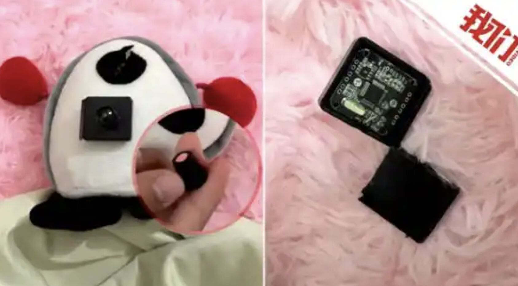 ▲廣西一名女子網購玩偶時,發現其中一隻玩偶眼睛藏有鏡頭。(圖/翻攝微博)