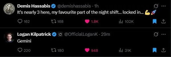 ▲Google高層接連發文。(圖/翻攝X)