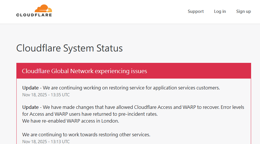 ▲▼Cloudflare故障造成全球網站大當機。(圖/翻攝Cloudflare網站)