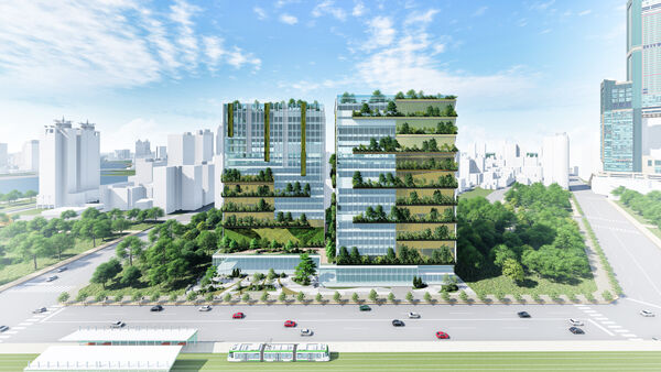 ▲高雄港新亞灣雙子星大樓開發案示意圖。(圖/港務公司提供)