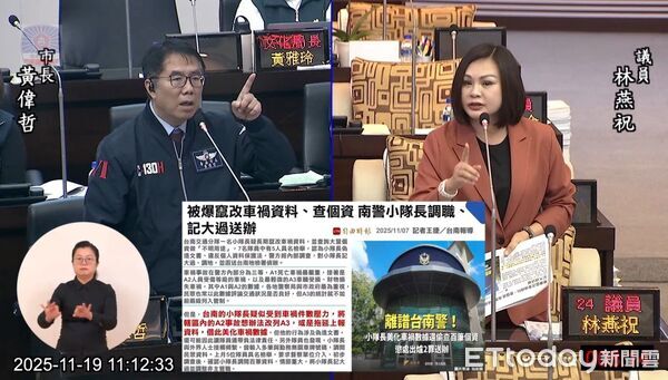 ▲台南市議員林燕祝於總質詢揭露車禍數據疑似被延報與改列問題,要求市府釐清統計並全面改善交通工程。(記者林東良翻攝,下同)