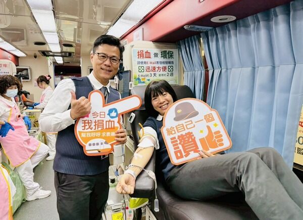 ▲高鐵桃園站舉辦「寒冬送暖、捐血傳愛」公益活動。