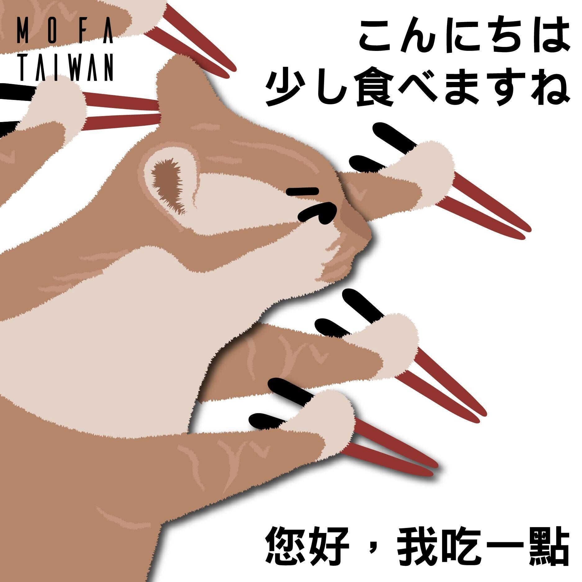 ▲外交部「你好我吃一點」貓咪迷因挺日水產。(圖/翻攝自Facebook/外交部)